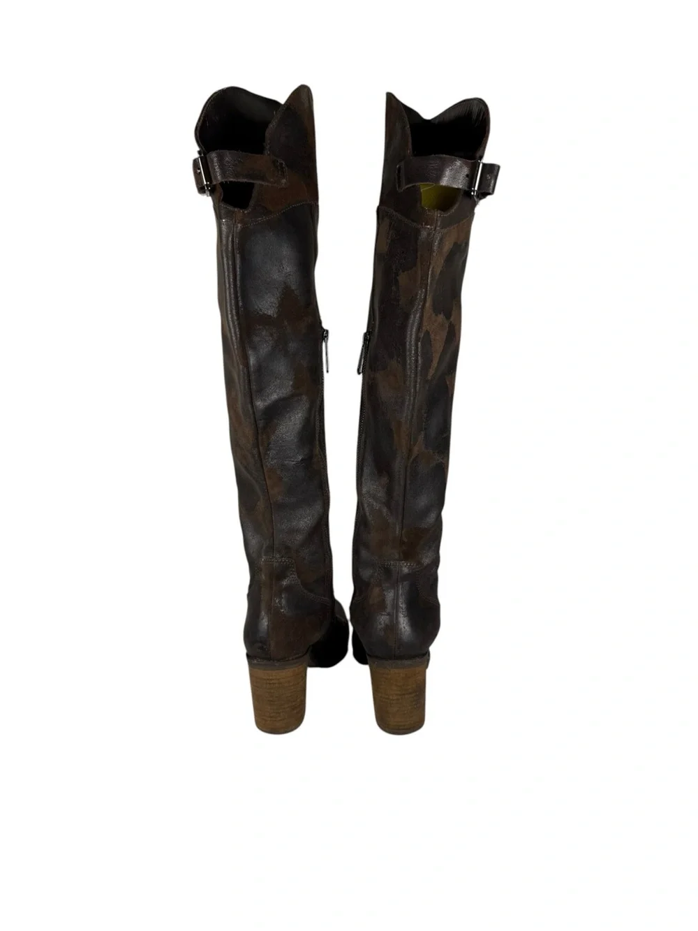 Donald J. Pliner Taria Block Heel Espresso Suede Leather Over the Knee Boots 8.5